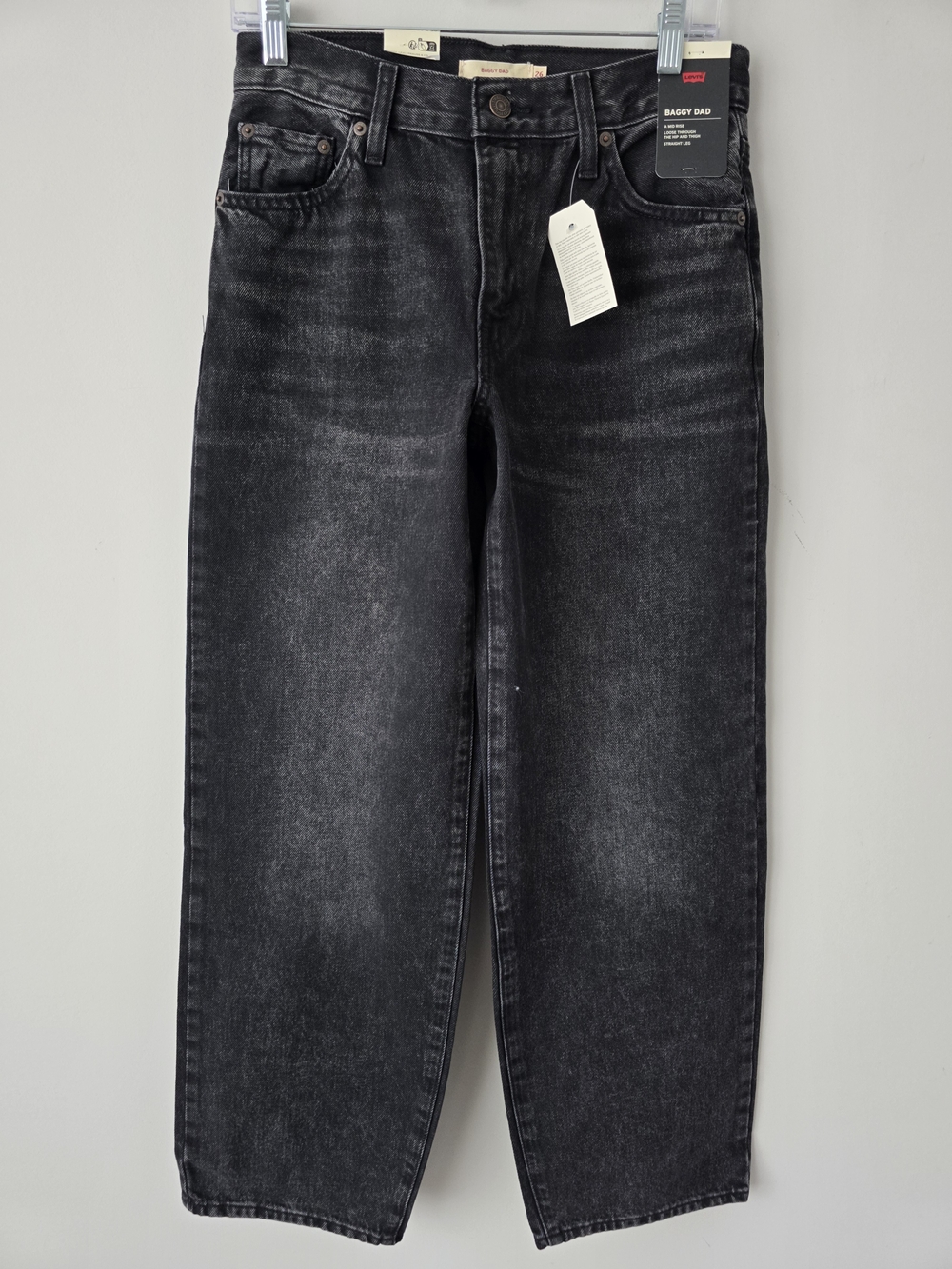 Levi's Baggy Dad Jeans Straight Leg Faded Black Size 26 NWT